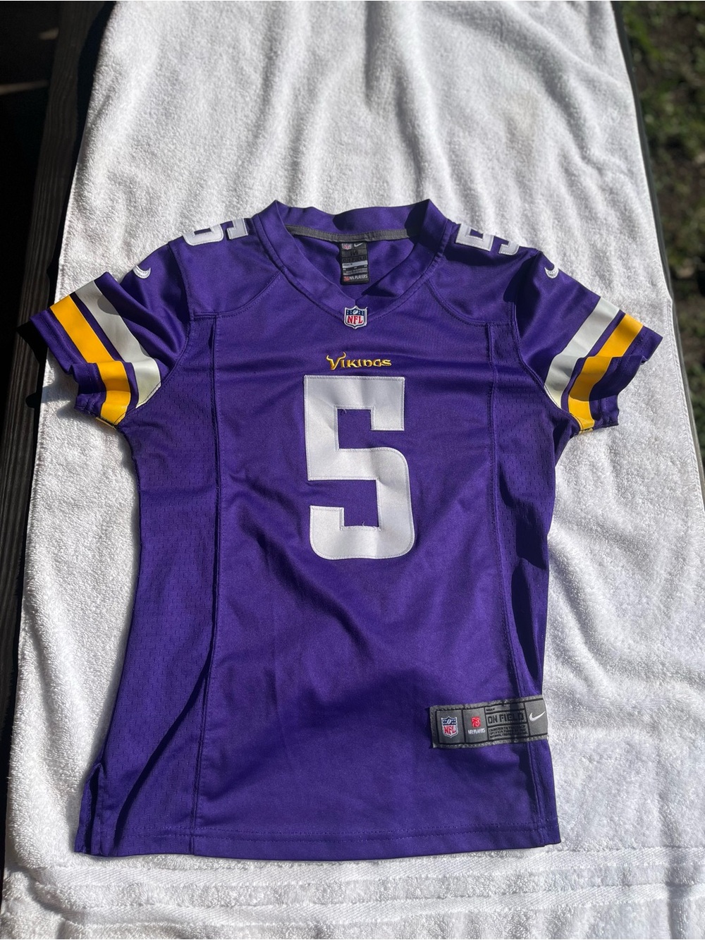 Nike Minnesota Vikings Purple Terry Bridgwater  #5 Kids Football Jersey M